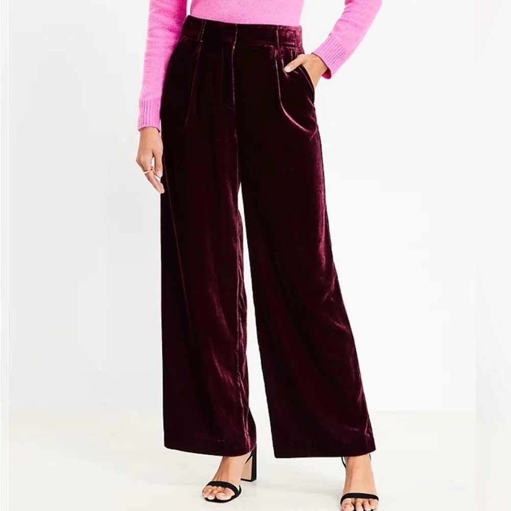 LOFT Wide Leg Velvet Pants size 8